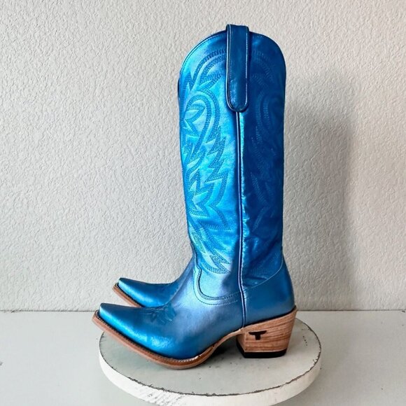 NWT Lane Smokeshow Cobalt Metallic Blue Boots 8 - Picture 4 of 12